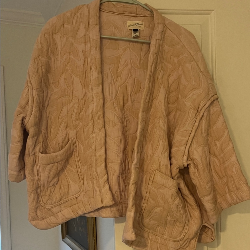 Universal Thread Pink Quilted Open-Front Women's Sweater Jacket
